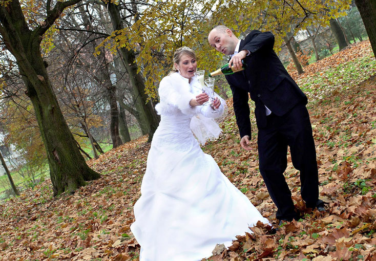 Fotenie svadobných fotografií v parku